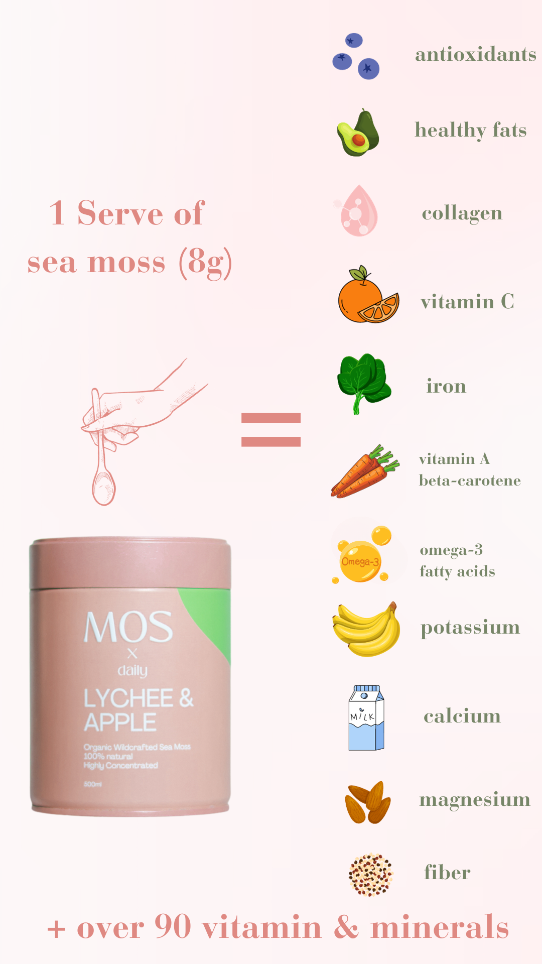 SEA MOSS LYCHEE & APPLE 500mL - Mos x Daily